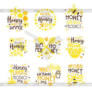 Natural Honey Products 100 Percent Organic Set Of - vector clip art