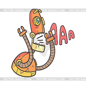 Orange Robot Screaming AAA Cartoon Outlined With - vector clipart