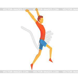 Man Crossing Finish Line Winning, Male Sportsman - vector image