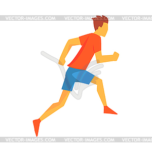 Man Racing With Hurdles, Male Sportsman Running - vector image