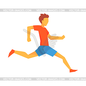 Man Landing On Right Leg, Male Sportsman Running - vector clipart