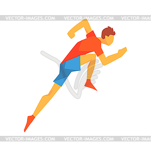 Man Accelerating At Race Start, Male Sportsman - vector image