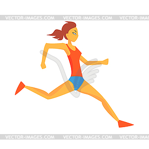Женщина Посадка на левой ноге, Женский Спортсмен - векторный клипарт