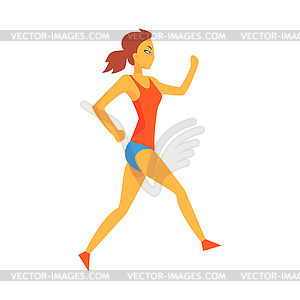 Woman Conserving Energy For Marathon Run, Female - vector image