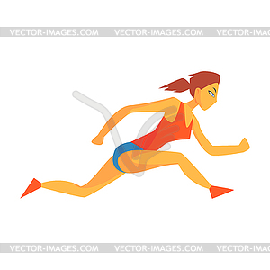 Woman Sprinting On Short Distance, Female - vector image