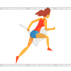 Woman Racing With Hurdles, Female Sportsman - vector clip art