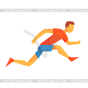 Man Sprinting On Short Distance, Male Sportsman - vector image