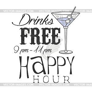 Bar Happy Hour Promotion Sign Design Template - vector image