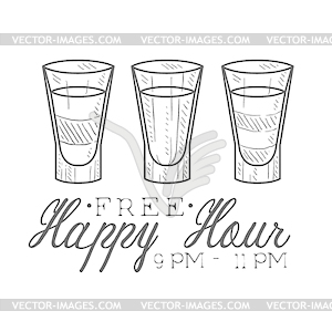 Bar Happy Hour Promotion Sign Design Template - vector clipart