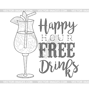 Bar Happy Hour Promotion Sign Design Template - vector image