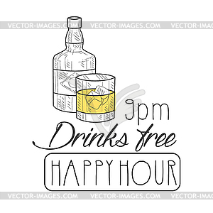 Бар Happy Hour Promotion Вход Дизайн шаблона - векторное изображение EPS