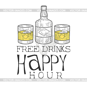 Bar Happy Hour Promotion Sign Design Template - vector clipart