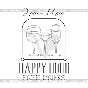 Bar Happy Hour Promotion Sign Design Template - vector clipart