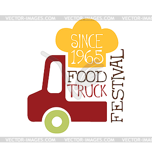 Food Truck Cafe Food Festival Promo Sign, Colorful - vector clip art
