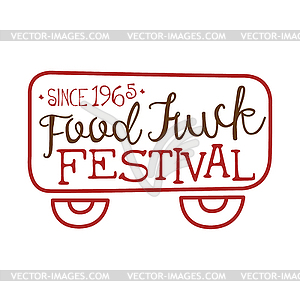Food Truck Cafe Food Festival Promo Sign, Colorful - vector clipart