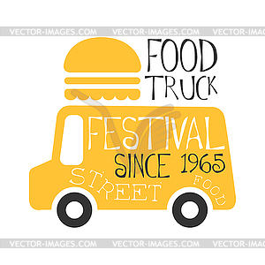 Food Truck Cafe Food Festival Promo Sign, Colorful - vector image