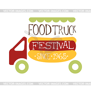 Food Truck Cafe Food Festival Promo Sign, Colorful - royalty-free vector image