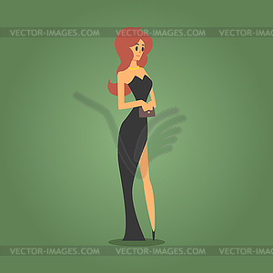 Beautiful Woman In Fancy Black Gown, Gambling And - vector clip art