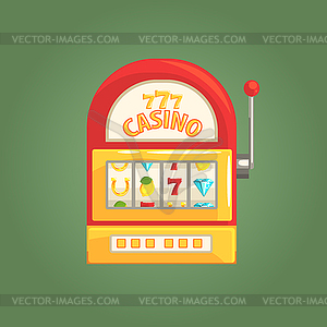 One-Armed Bandit Slot Machine, Gambling And Casino - vector image