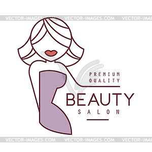 Natural Beauty Salon Cartoon Outlined Sign Design - vector image