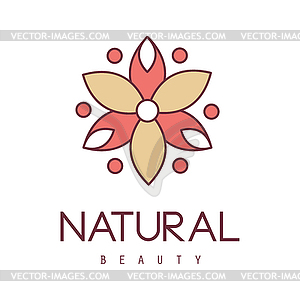 Natural Beauty Salon Cartoon Outlined Sign Design - vector clip art