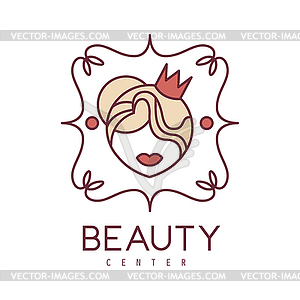 Natural Beauty Salon Cartoon Outlined Sign Design - vector image