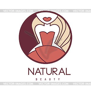 Natural Beauty Salon Cartoon Outlined Sign Design - vector clipart