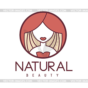 Natural Beauty Salon Cartoon Outlined Sign Design - vector clipart