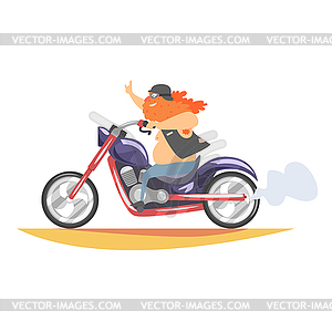 Outlaw Biker Club Member With Long Beard Riding Fas - vector clipart / vector image