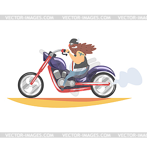 Outlaw Biker Club Member With Long Beard And - vector clip art