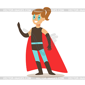 Girl Pretending To Have Super Powers Dressed In - vector clipart