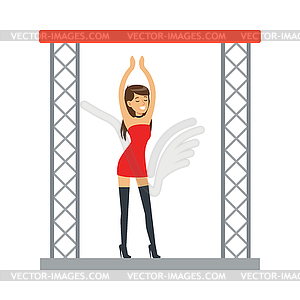 Go-go Dancer Entertainment Girl In Sexy Red Dress - vector clip art