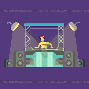 DJ And His Mixer Equipment And Light Show, Part Of - vector clipart