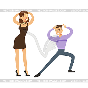 Couple Dancing Modern Dances On Dancefloor, Part - vector image