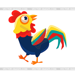 Rooster Cartoon Character Walking Around ,Cock - stock vector clipart