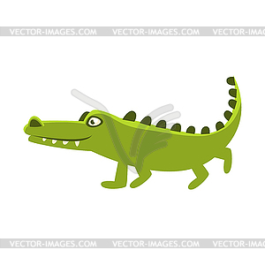 Крокодил Отправляясь на прогулку, мультипликационный персонаж и привет - изображение в векторе