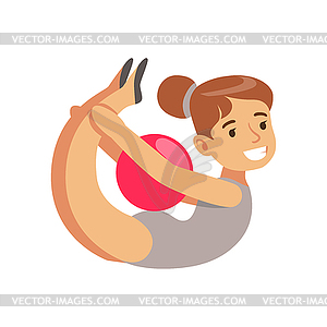 Little Girl In Grey Leotard Doing Gymnastics - vector clip art