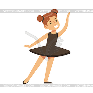 Little Girl In Black Tutu Dancing Ballet In - vector image