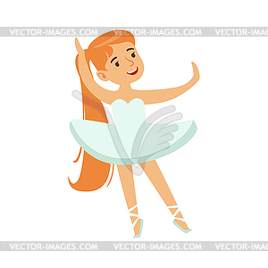 Little Girl In White Tutu Dancing Ballet In - vector image