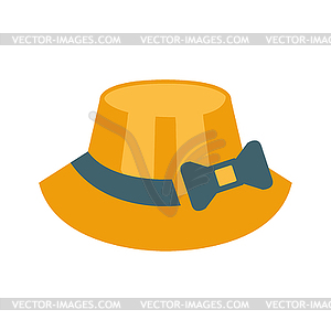 Female Straw Hat With Ribbon And Bow, Part Of Summe - vector image