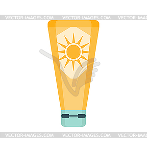 Sunscreen Cream Cosmetic Product In Yellow Bottle, - vector clipart