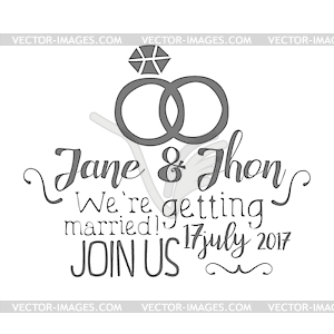 Wedding Day Black And White Invitation Card Design - vector clipart