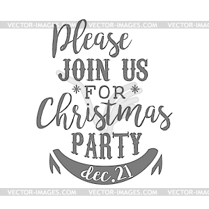 Christmas Party Black And White Invitation Card - vector image