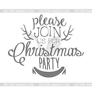 Christmas Party Black And White Invitation Card - vector image
