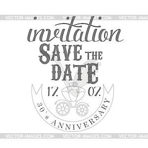 Anniversary Party Black And White Card Приглашение - векторное изображение клипарта