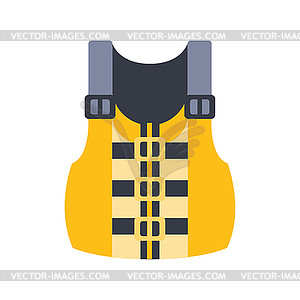 Yellow And Grey Life Vest, Part Of Boat And Water - vector image