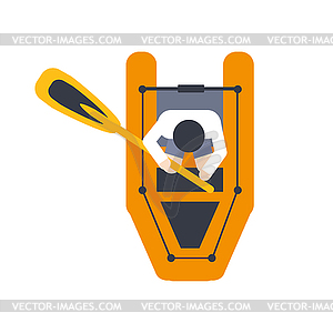 Orange Raft For One Person With Peddle, Part Of Boa - vector clipart