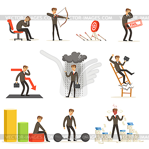 Business Fail And Manager Suffering Loss And Being - vector clipart