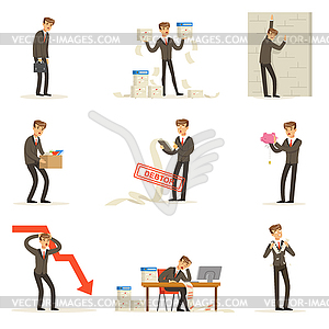 Business Fail And Manager Suffering Loss And Being - vector image