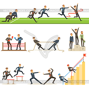Business Competition Set Of s With Businessman - royalty-free vector image